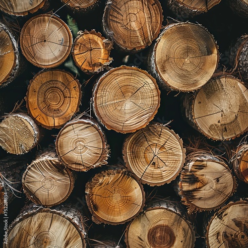 wooden background  round logs. generative ai