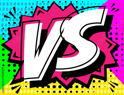 VS Comic Style Exclamation on Pop Art Dotted Background