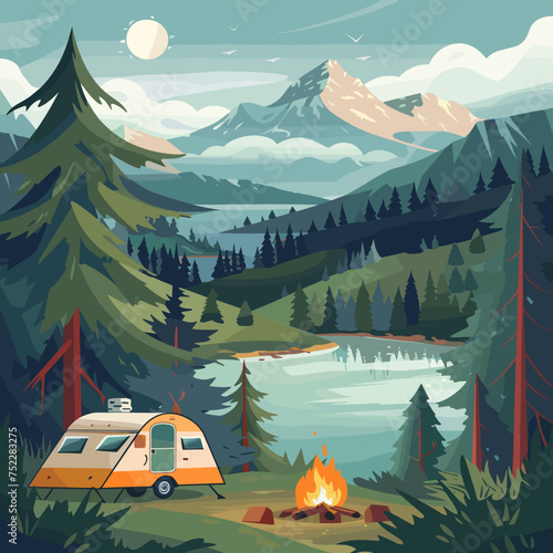 Serene Lakeside Camping Scene