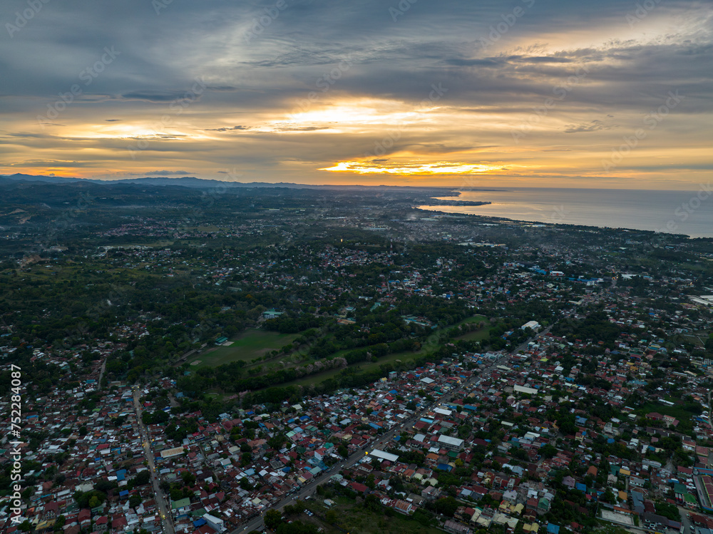 Residential village at dusk time in Cagayan de Oro. Mindanao, Philippines.