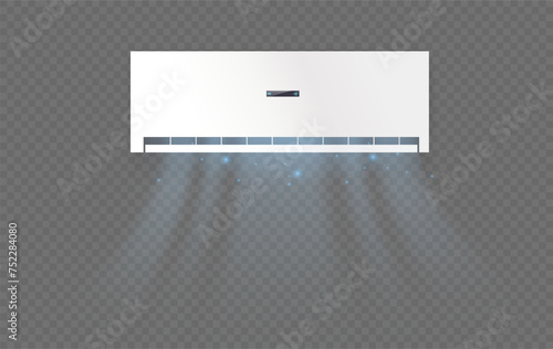 Abstract light blowing effect from air conditioner, air purifier or humidifier. Air conditioner with cold wind effect. Wind Wave Effect. Realistic movement of a thin stream of water