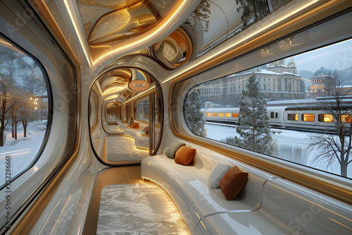 High speed fast train passenger locomotive inside , future modern concept