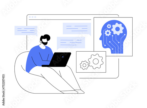 AI-Enhanced Chatbot Interactions abstract concept vector illustration.