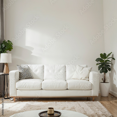 modern living room interior design with white sofa