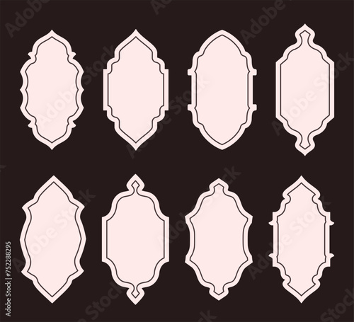 Islamic badge decoration, vector illustration border  frame or  mosque door ,for Ramadan theme design ornament.