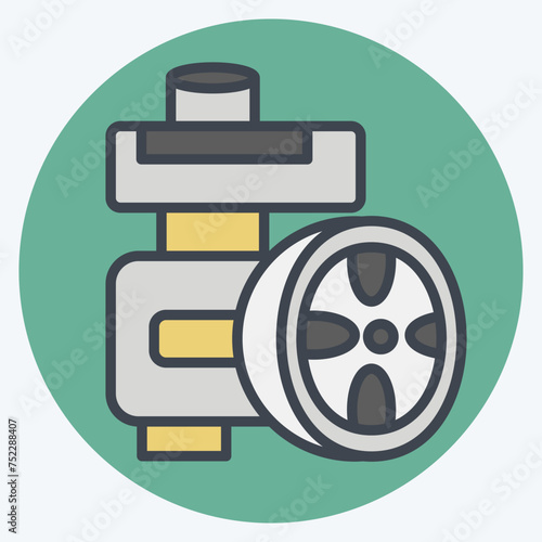 Icon Poer Steering Pump. related to Car Maintenance symbol. color mate style. simple design editable. simple illustration
