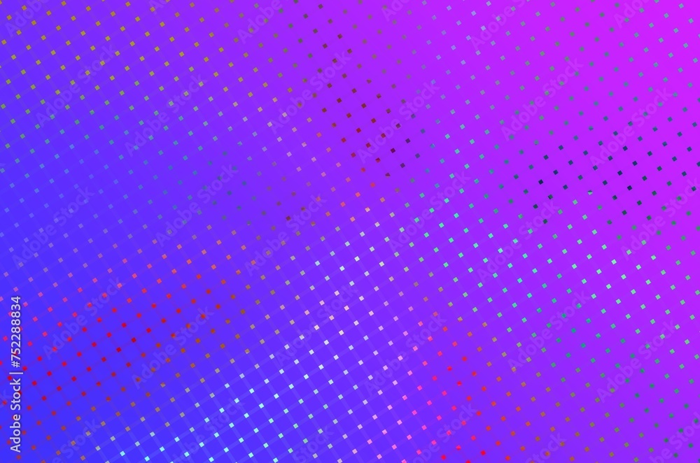 Graficzne gradientowe tło w fioletowo różowej  kolorystyce z geometrycznym deseniem małych kolorowych kwadratów - abstrakcyjne tło, tekstura - obrazy, fototapety, plakaty 
