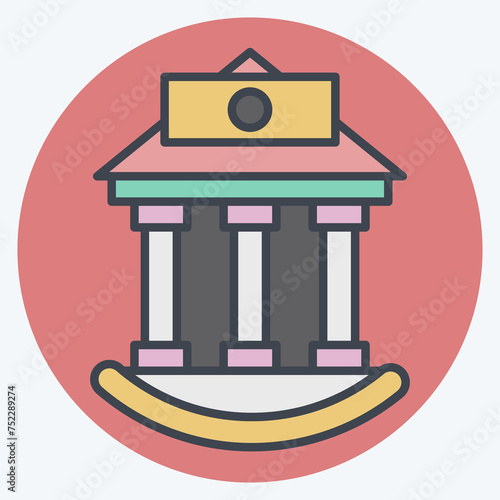 Icon Bank. related to Icon Building symbol. color mate style. simple design editable. simple illustration