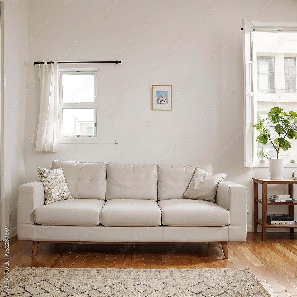 Fototapeta premium modern living room interior design with white sofa