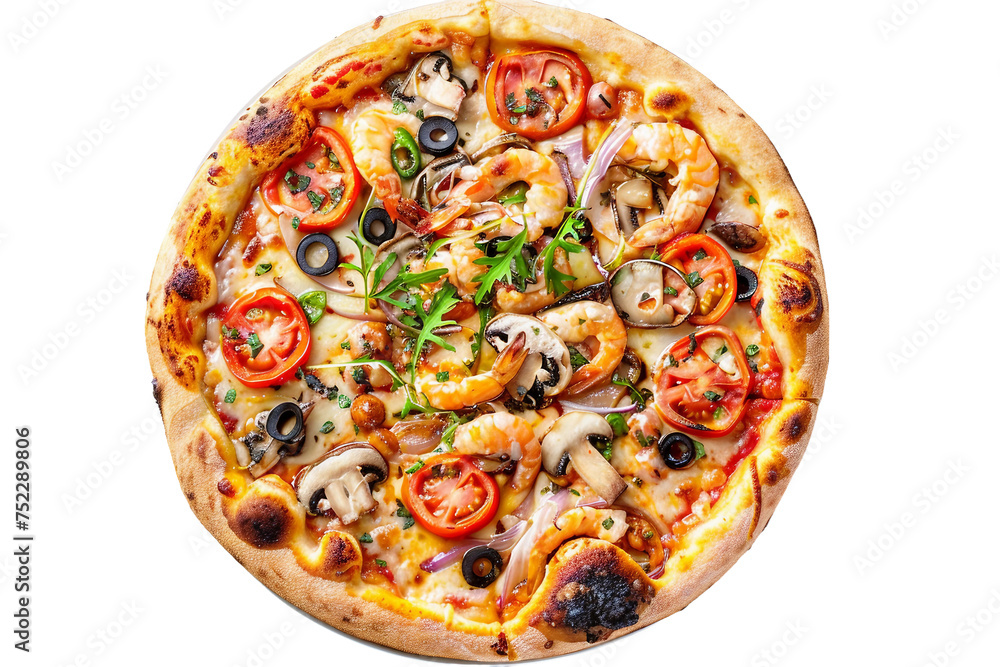 Frutti di Mare Pizza on a Transparent Background