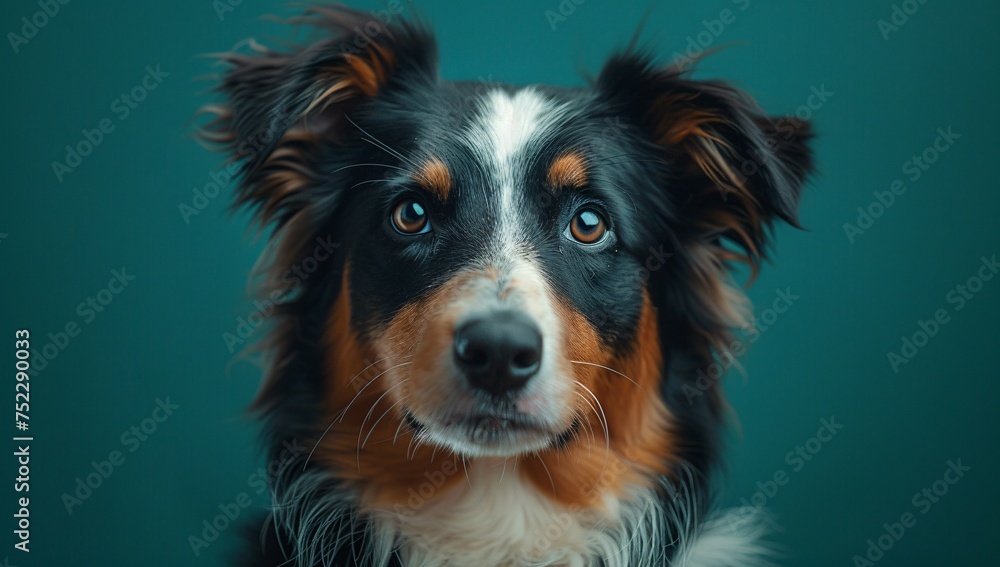 Fototapeta premium A focused image of a border collie with striking coat patterns and vibrant eyes