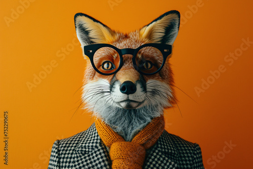 a fox wearing a suit and glasses