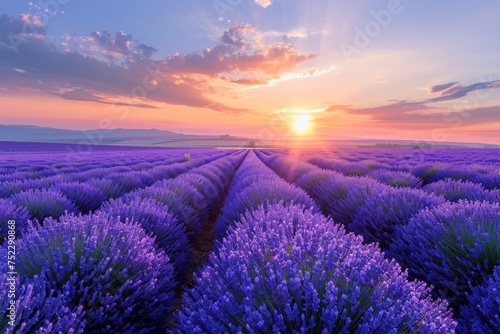 Lavender field at sunset