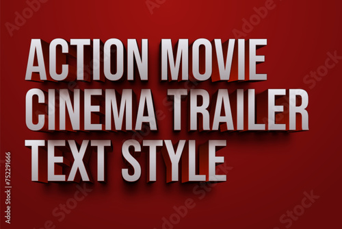 Action movie trailer 3d editable text effect. Cinema text style