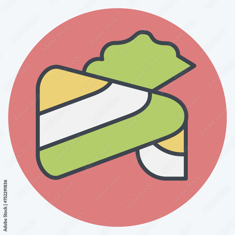 Icon Turban. related to India symbol. color mate style. simple design editable. simple illustration Icon Turban. related to India symbol. color mate style. simple design editable. simple illustration