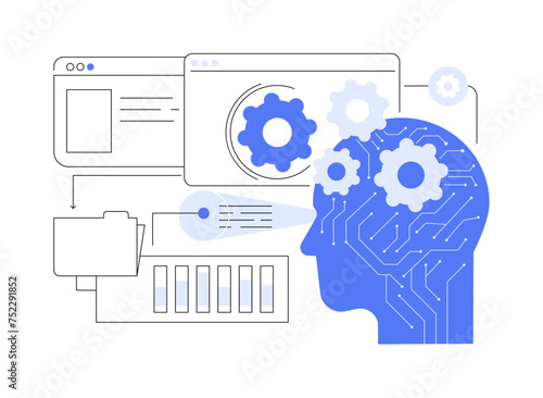 Interactive Data Visualization by AI abstract concept vector illustration.