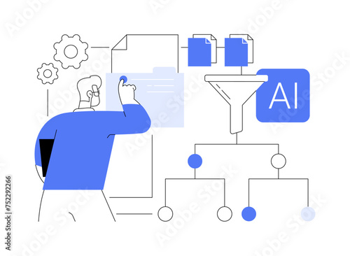 AI-Automated Data Preprocessing abstract concept vector illustration.