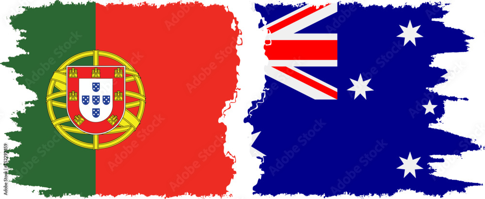 Australia and Portugal grunge flags connection vector Australia and Portugal grunge flags connection vector