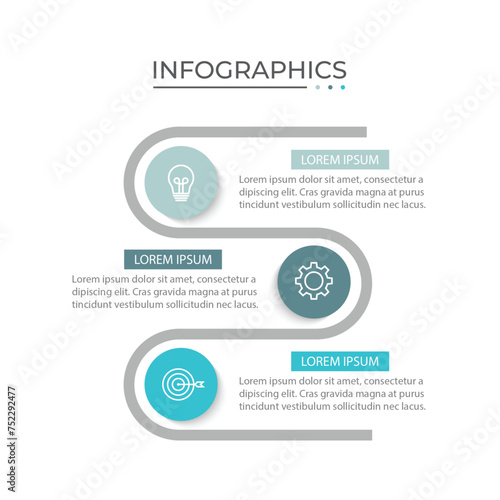 Vector abstract elements of graph infographic template with label, integrated circles. business concept with 3 options.