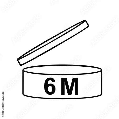 PAO cosmetics symbol 6M, Period after opening symbol 6M, vector illustration