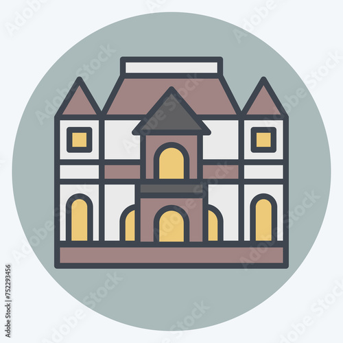 Icon Musee Rodin. related to France symbol. color mate style. simple design editable. simple illustration