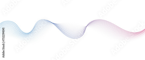 Flowing Dot Wave Pattern Halftone Curve Shape on Transparent Background