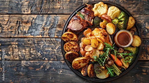 Deluxe Roast Dinner with Assorted Vegetables and Juicy Meat