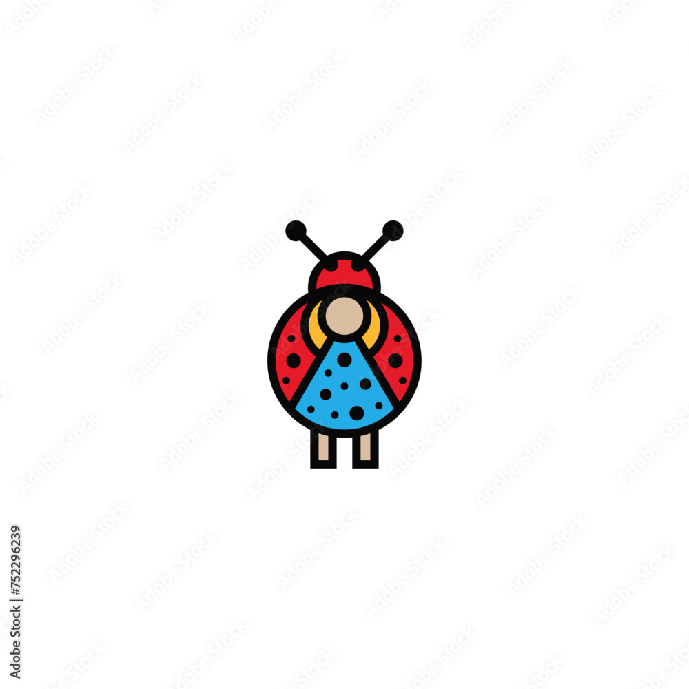 Ladybug girl logo design combination. Ladybug girl logo design combination.