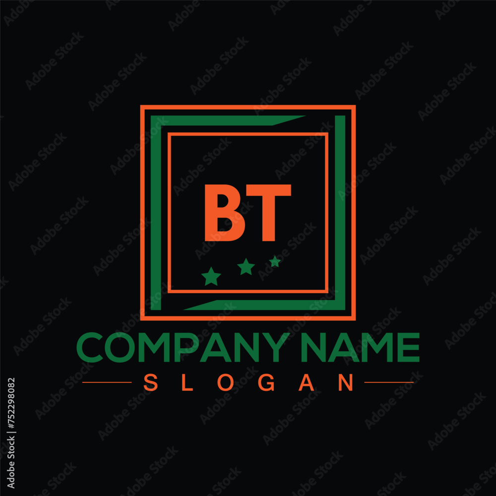 Fototapeta premium Handwritten BT letters logo design with vector