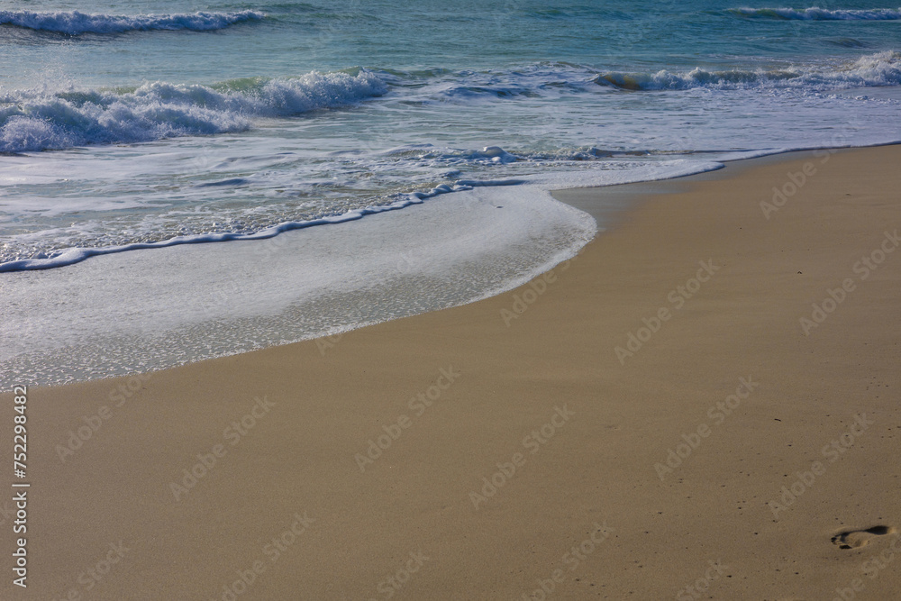 Sea beach wave blue sky with cloud white sand beach summer vacation concept Sea beach wave blue sky with cloud white sand beach summer vacation concept