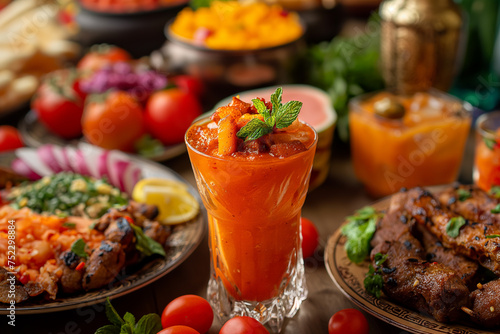 Fasting appetizers on the dining table during the fasting month