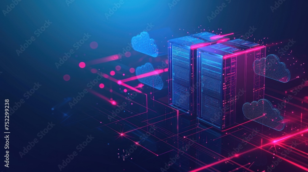 Fototapeta premium server room, cloud storage data, data center, Data protection,