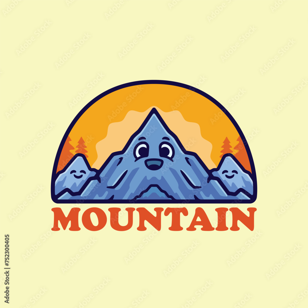 Mountain Peak Cute Cartoon Logo Illustration