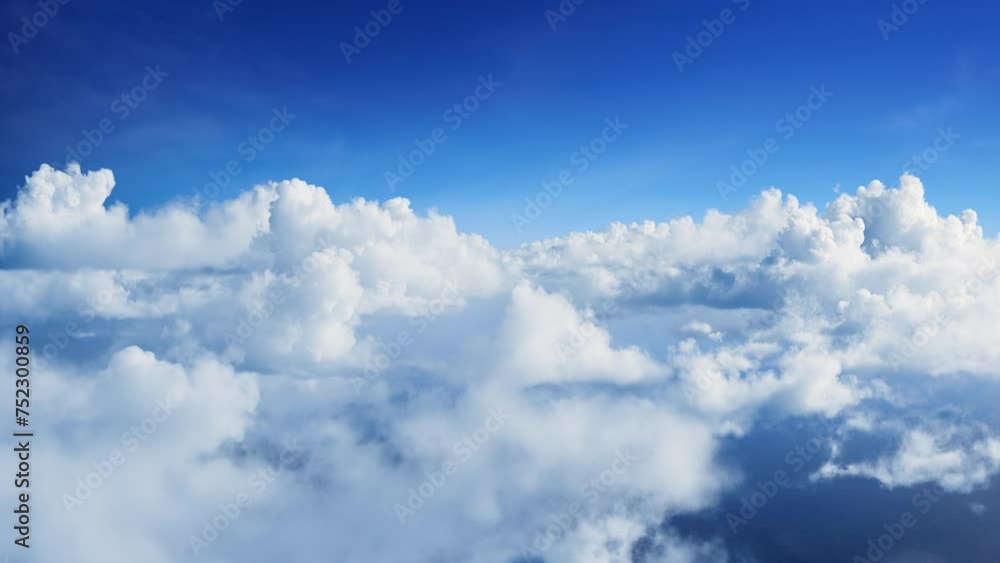 An endless flight through the clouds. Daytime. Realistic 3d animation. Loop.