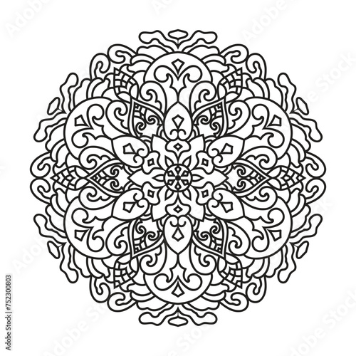 Fototapeta Naklejka Na Ścianę i Meble -  Vector outline mandala decorative and ornamental design for coloring page. vector mandala circles
