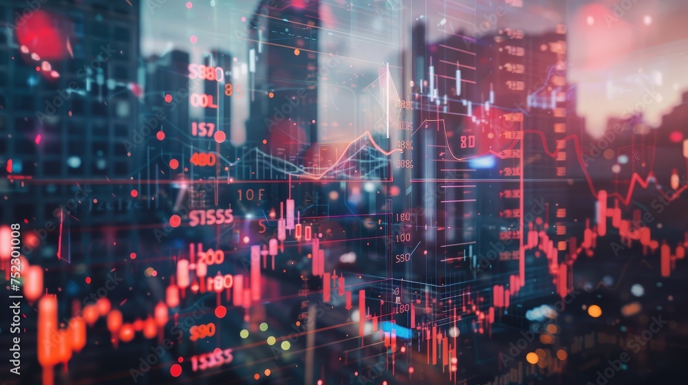 double exposure business trading investment graph on city and credit card background double exposure business trading investment graph on city and credit card background