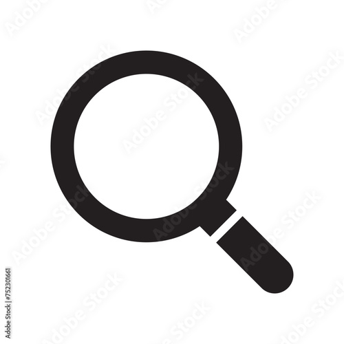 Magnifying glass icon, vector magnifier or loupe sign. Web search icon.