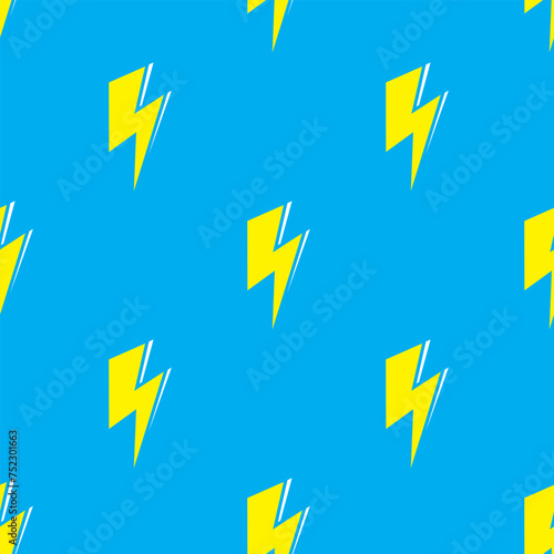 Electric lightning bolt seamless pattern. Vector background.
