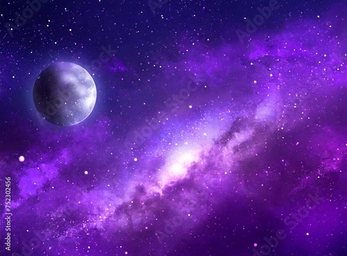 Galaxy wallpaper with moon and milky way