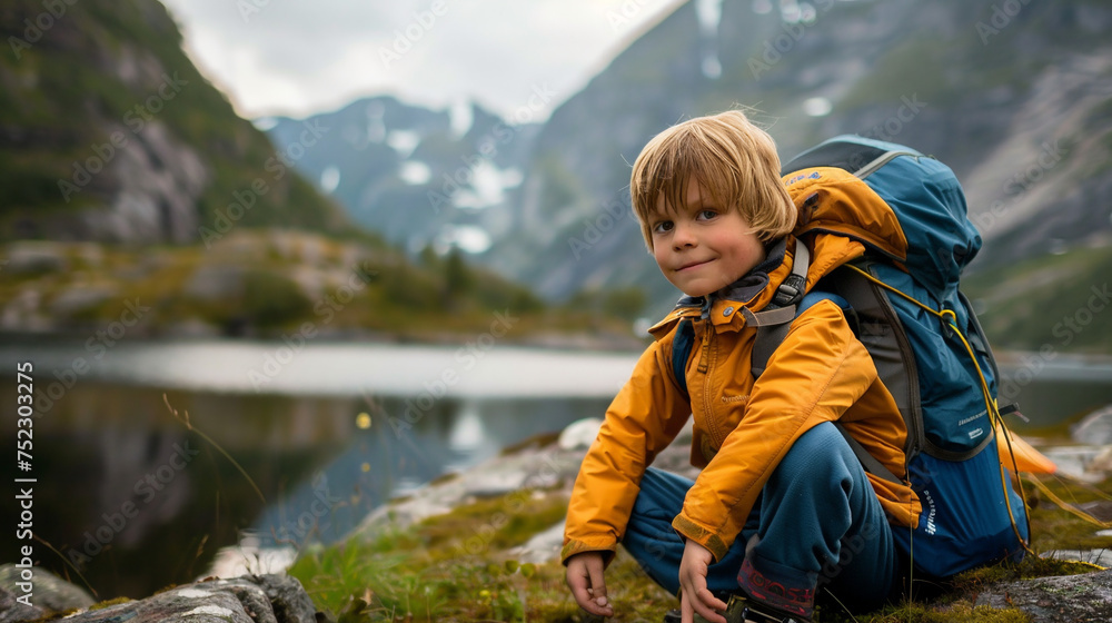 Children in camp. Little explorer. Children in camp. Little explorer.