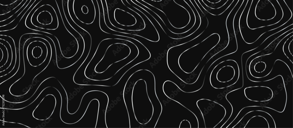 Fototapeta premium Abstract outline topographic contour map background. Dark texture background for your perfect interior. Old paper texture design .geographical map Imitation. 