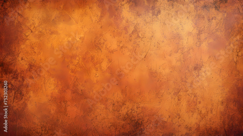 Copper orange background, old vintage grunge texture pattern, mottled painted autumn or fall colors for halloween or thanksgiving designs, elegant rich red orange background © Anton