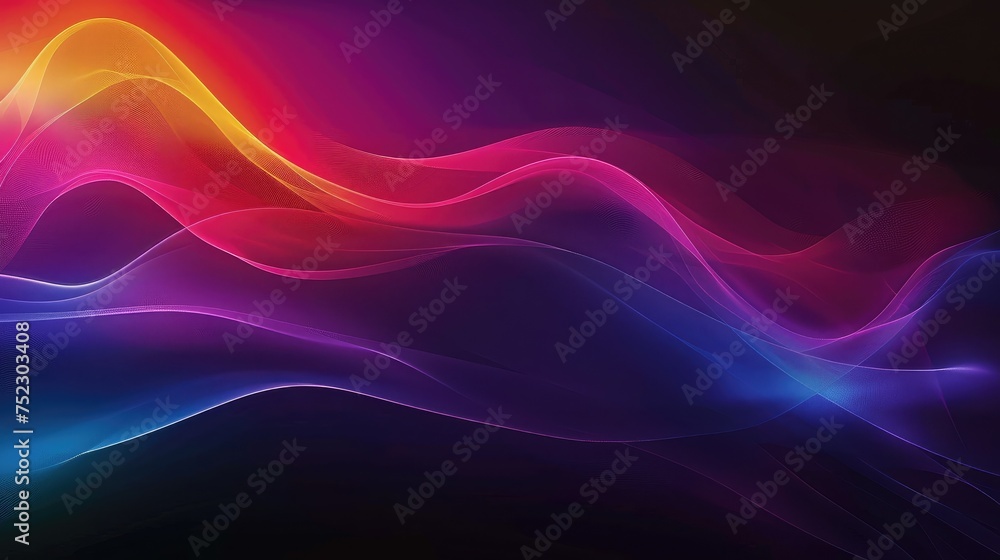Dark grainy color gradient wave background, purple red yellow blue green colors banner poster cover abstract design Dark grainy color gradient wave background, purple red yellow blue green colors banner poster cover abstract design