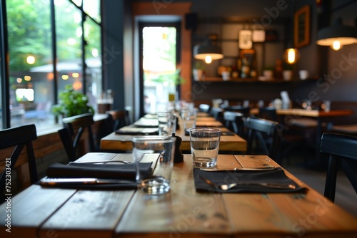 Wallpaper Mural interior view of the restaurant with a table served knife and fork on the table in a cafe For wedding Torontodigital.ca