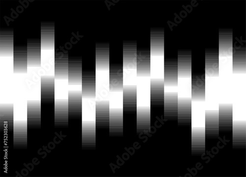 Vector modern pattern of white striped bars on a black background  graph  equalizer. Abstract vector background.