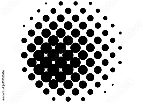 Vector round pattern of black dots on a white background. Abstract vector background. halftone