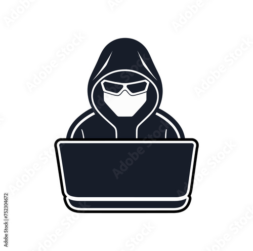hacker with laptop logo with good quality and design