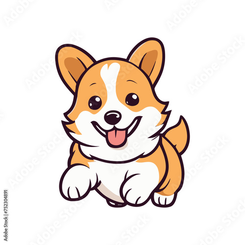 cute Corgi cartoon baby dog feel happy