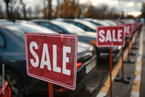 The lot teems with pre-owned vehicles, all flaunting sale signs, awaiting their new owners in the bustling second-hand car market.