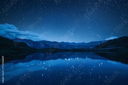 Starry Night Sky Over Lake © Zero Zero One